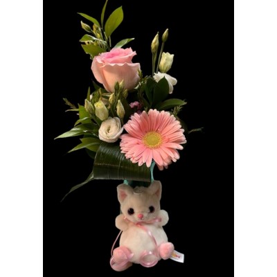 Bouquet et peluche