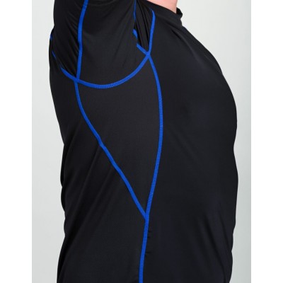 Maillot Noir avec poche (Surpiqûres bleues)