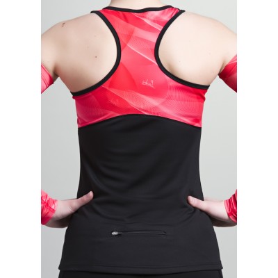 Camisole Noir Dos Nageur avec poche (Découpe Rose-Corail)