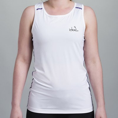 Camisole Blanche avec poche (Découpes mauves_Surpiqûres mauves) 
