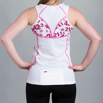 Camisole Blanche avec poche (Découpes roses_Surpiqûres roses)
