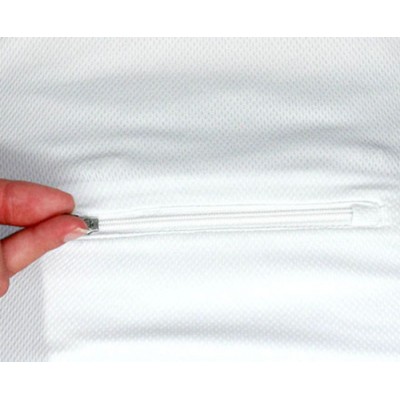 Camisole Blanche avec poche (Découpes roses_Surpiqûres blanches)