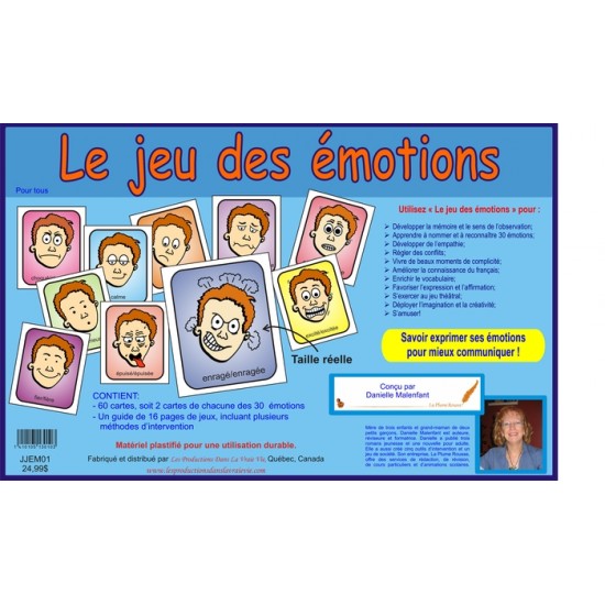 Le jeu des émotions en français, avec personnage masculin — ÉPUISÉ