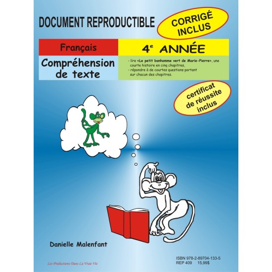 Compréhension de texte, 4e année, cahier reproductible — En vente sur le site de l'éditeur seulement
