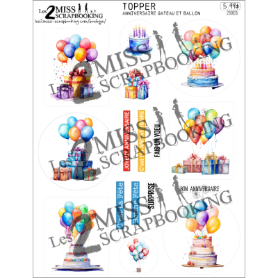 Topper | Anniversaire gâteau et ballon