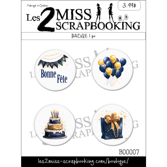 Fête mixte bleu et or | BADGE