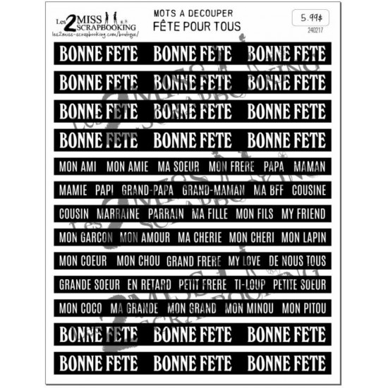 Fête pour tous | MOTS À DÉCOUPER
