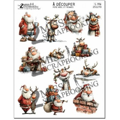 Père Noël et rennes | découper
