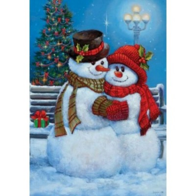 Drapeau couple de bonhomme de neige
