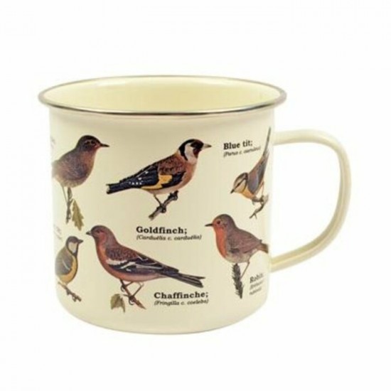 TASSE EN ÉMAIL OISEAUX