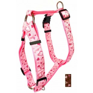 Harnais ajustable 1'' à motifs Coeurs pour chien