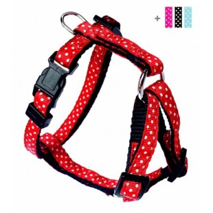 Harnais ajustable 3/8'' à motifs Pois pour chien