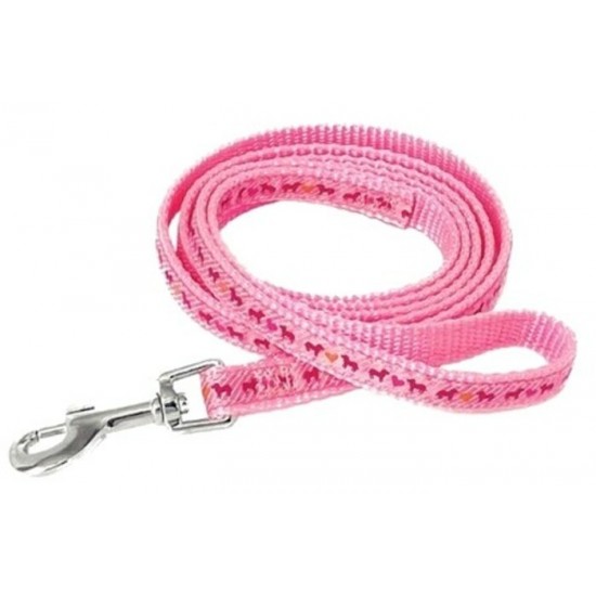 Laisse 3/8'' à motifs Chien Rose Laisse 3/8'' à motifs Chien Rose