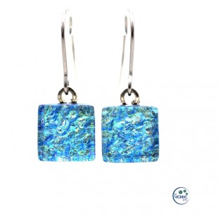 Boucles d'oreilles pendantes en verre dichroïque 