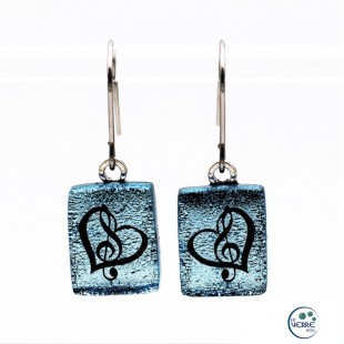 Boucles d'oreilles pendantes en verre dichroïque 