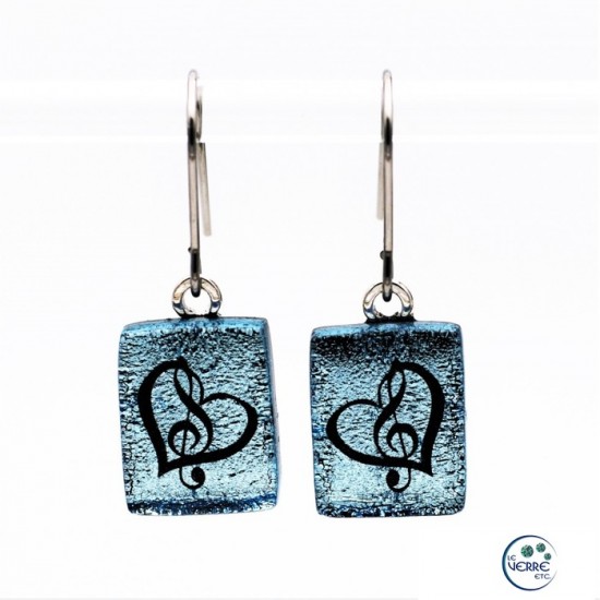 Boucles d'oreilles pendantes en verre dichroïque 