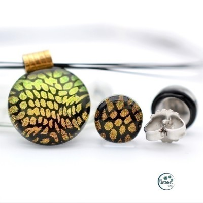 Pendentif & Boucles d'oreilles en verre...