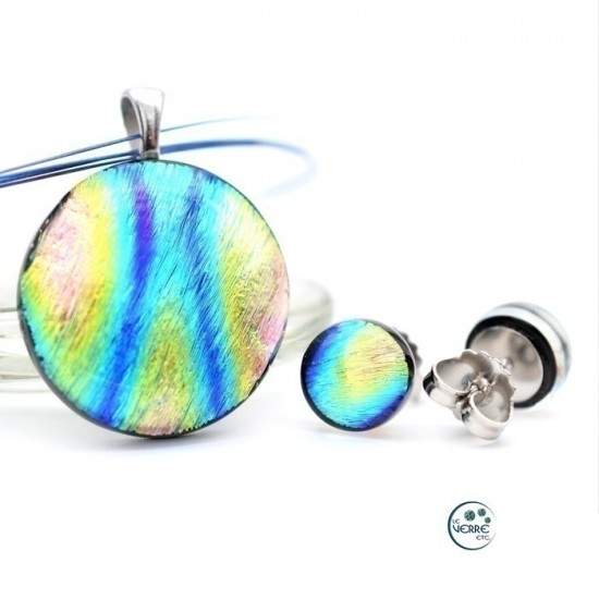 Pendentif & Boucles d'oreilles en verre dichroïque