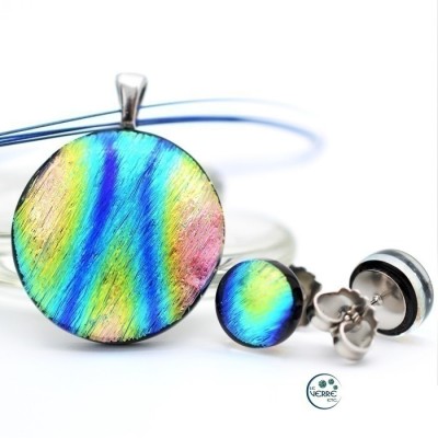 Pendentif & Boucles d'oreilles en verre dichroïque