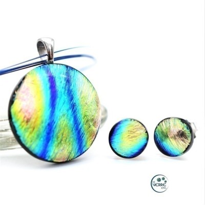 Pendentif & Boucles d'oreilles en verre dichroïque
