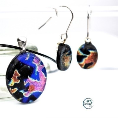 Pendentif & Boucles d'oreilles en verre dichroïque