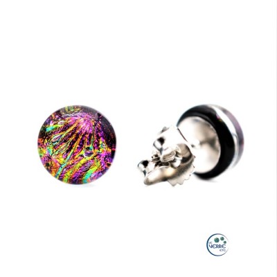Boucles d'oreilles puces en verre dichroïque 