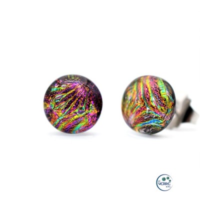 Boucles d'oreilles puces en verre dichroïque 