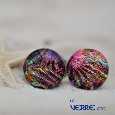 Boucles d'oreilles puces en verre dichroïque 