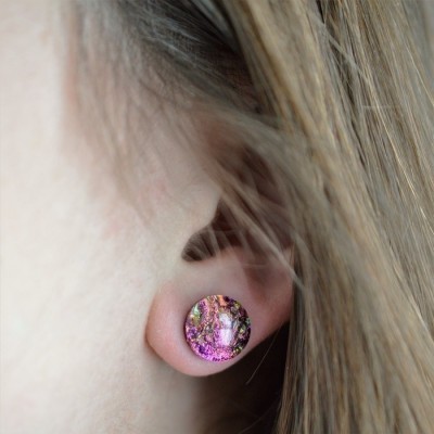Boucles d'oreilles puces en verre dichroïque 