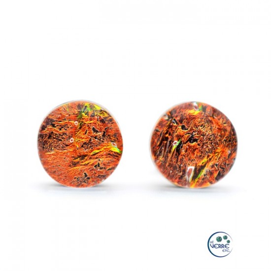 Boucles d'oreilles puces en verre dichroïque  