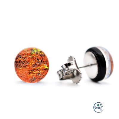 Boucles d'oreilles puces en verre dichroïque  
