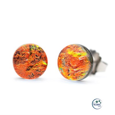Boucles d'oreilles puces en verre dichroïque  