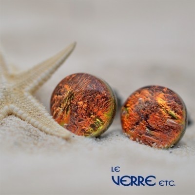 Boucles d'oreilles puces en verre dichroïque  
