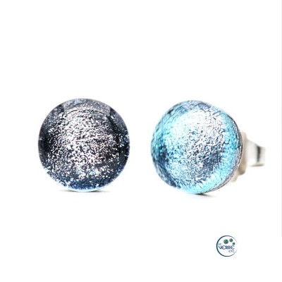 Boucles d'oreilles puces en verre dichroïque  