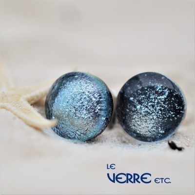 Boucles d'oreilles puces en verre dichroïque  