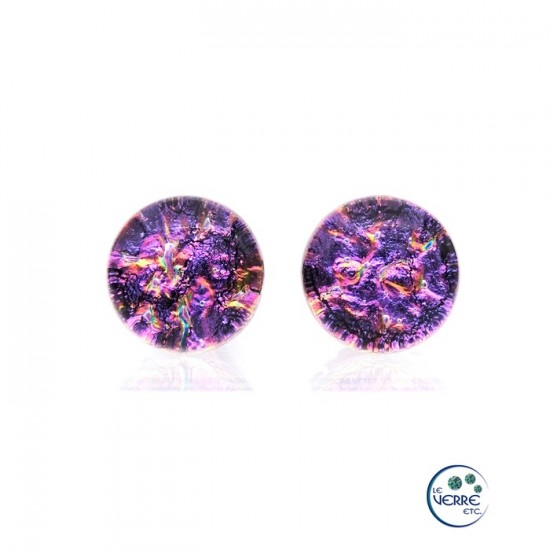 Boucles d'oreilles puces en verre dichroïque  