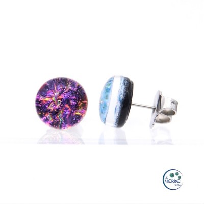 Boucles d'oreilles puces en verre dichroïque  