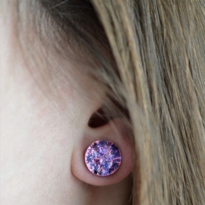 Boucles d'oreilles puces en verre dichroïque  