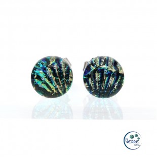 Boucles d'oreilles puces en verre dichroïque  