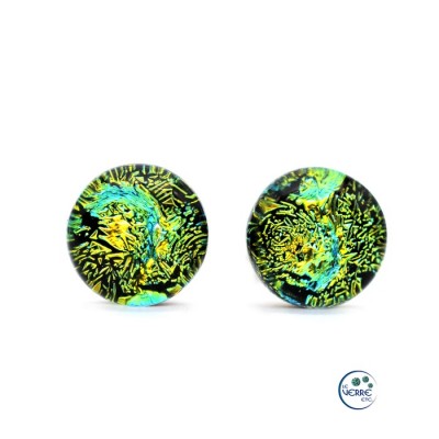 Boucles d'oreilles puces en verre dichroïque 