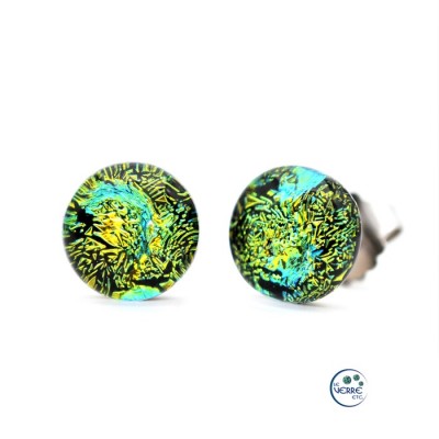 Boucles d'oreilles puces en verre dichroïque 