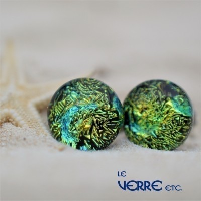 Boucles d'oreilles puces en verre dichroïque 