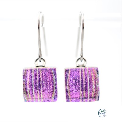 Boucles d'oreilles pendantes en verre dichroïque 