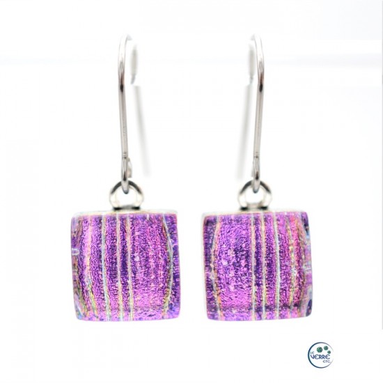 Boucles d'oreilles pendantes en verre dichroïque 