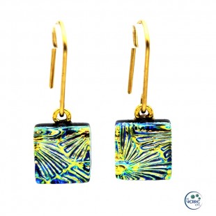 Boucles d'oreilles pendantes en verre dichroïque