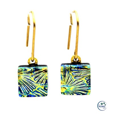 Boucles d'oreilles pendantes en verre dichroïque