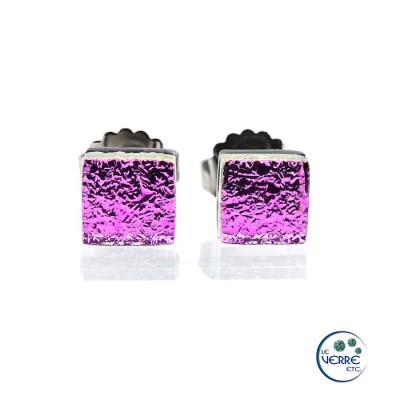 Boucles d'oreilles puces en verre dichroïque 