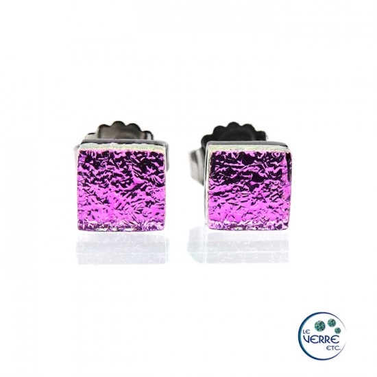 Boucles d'oreilles puces en verre dichroïque 