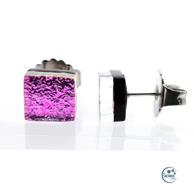 Boucles d'oreilles puces en verre dichroïque 