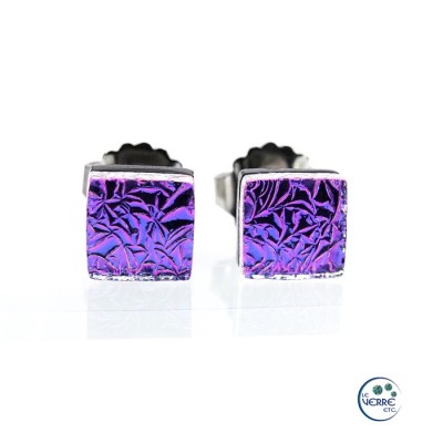 Boucles d'oreilles puces en verre dichroïque  